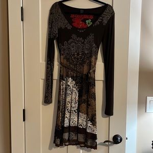 Desigual unique brown dress sz med- fits like a small